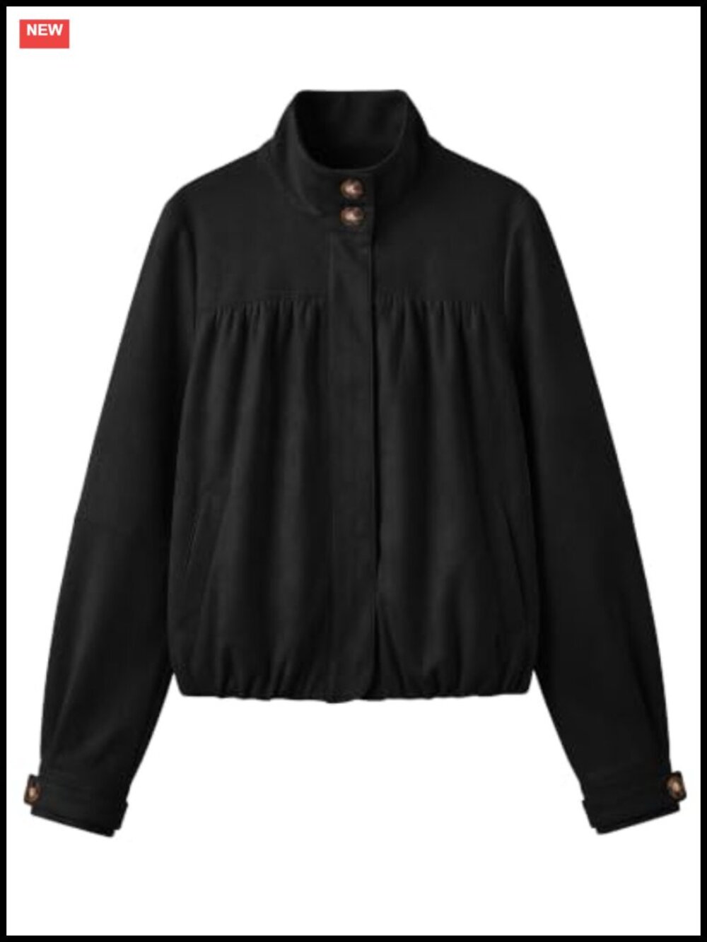 Faux Suede Button Up Bubble Hem Jacket with Pockets